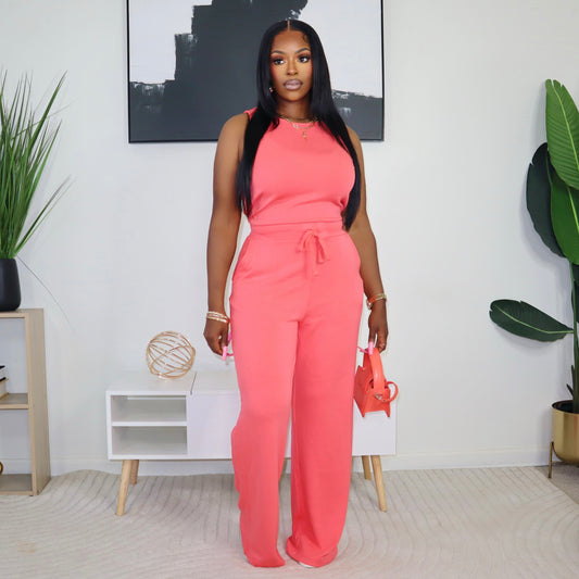 Grab & Go Jumpsuit - Coral