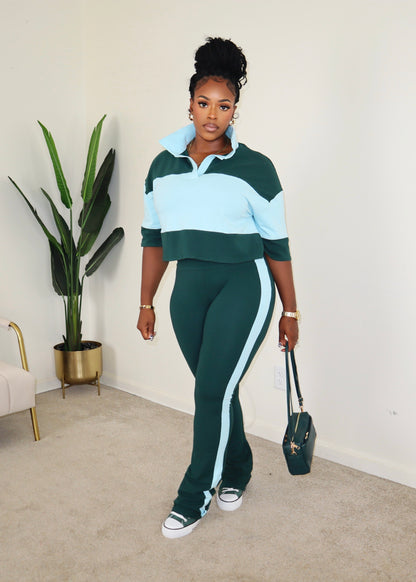 Miss Prissy Set - Hunter green/baby blue