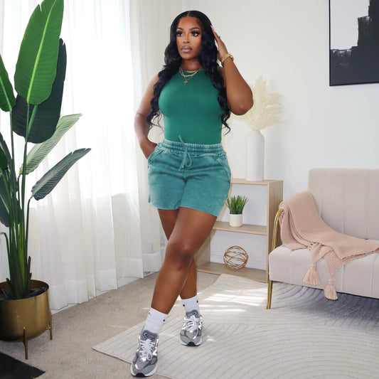Easy Essentials Short Set - Hunter Green