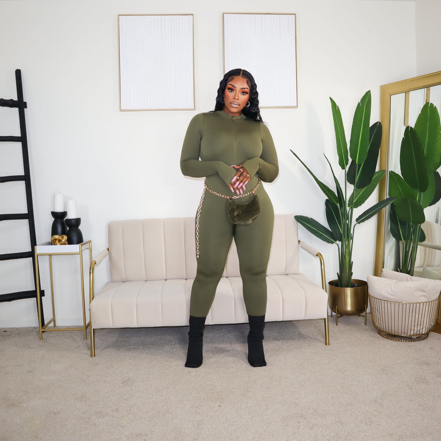 Perfect Frame Jumpsuit - OLIVE