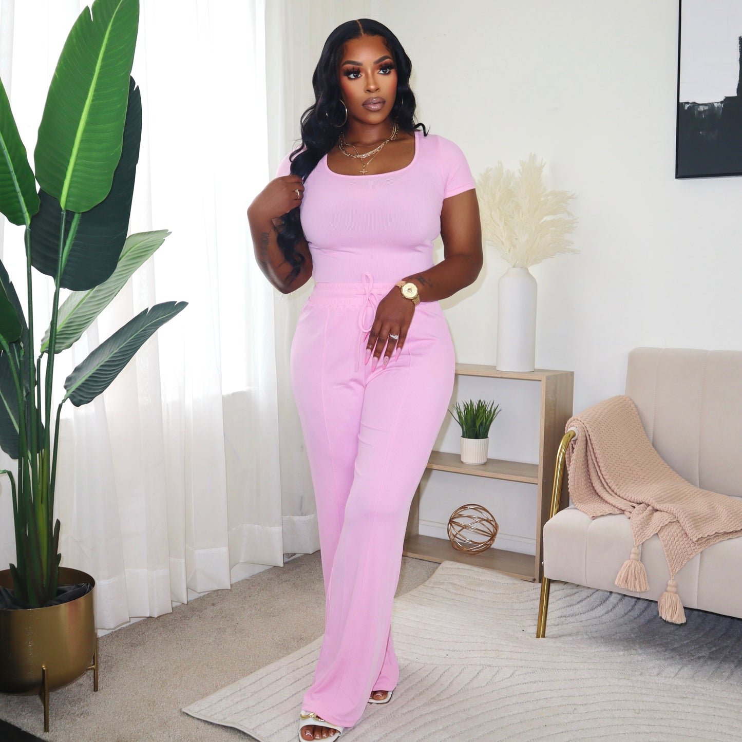 Easy Breezy Pants Set - Light Pink