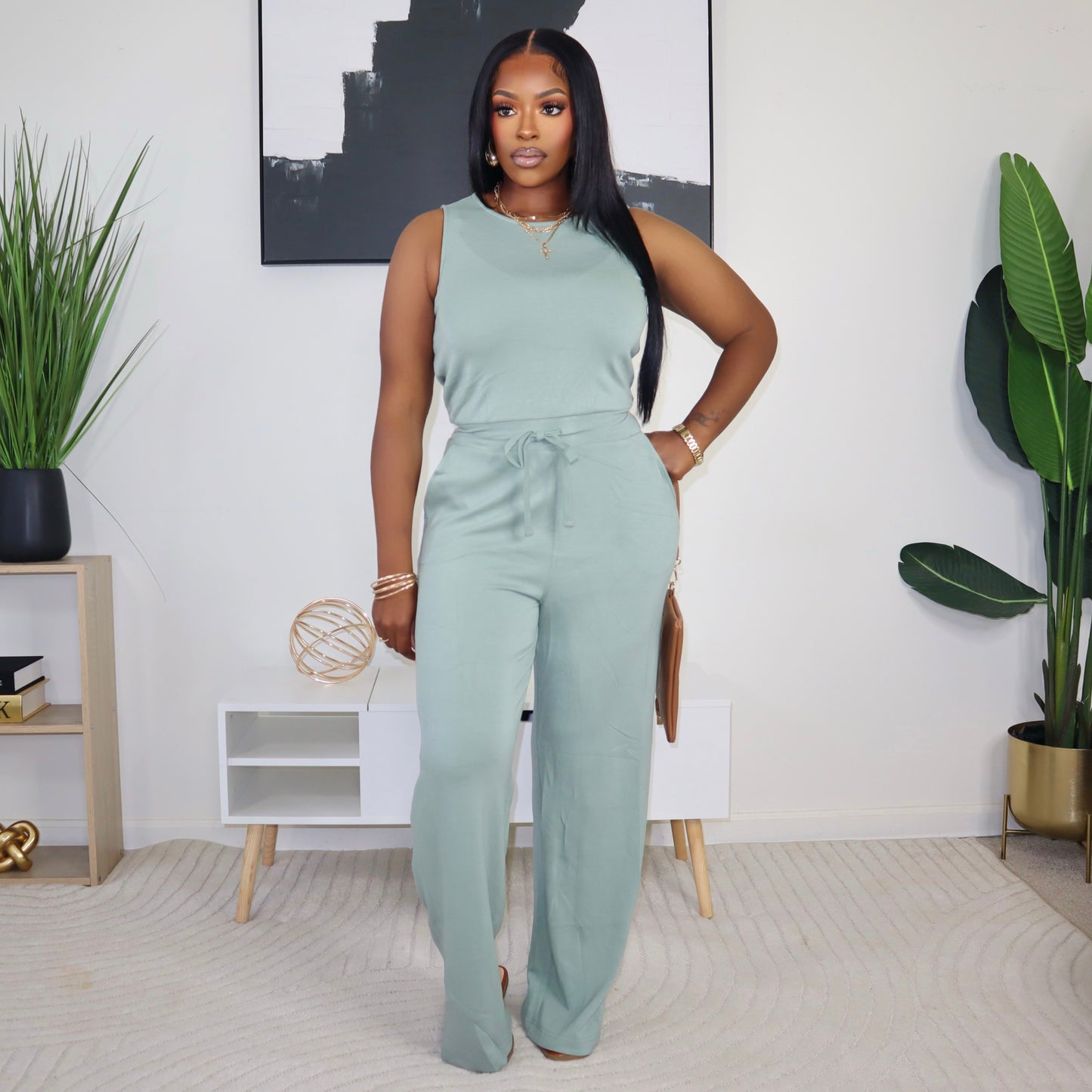 Grab & Go Jumpsuit - Sage