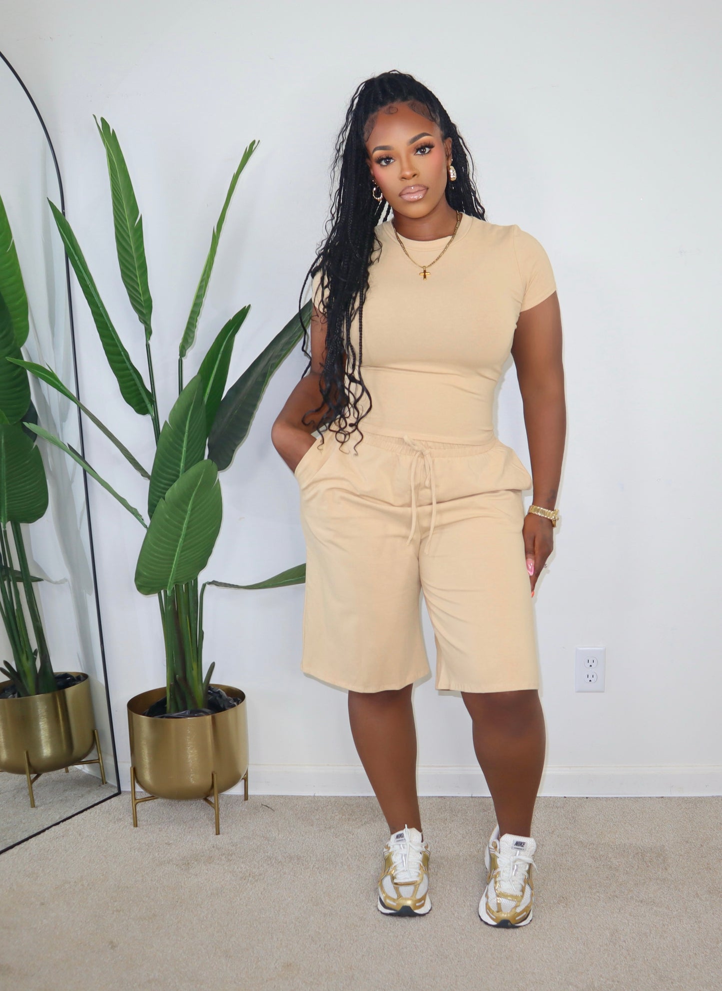 On my time jorts set - Khaki