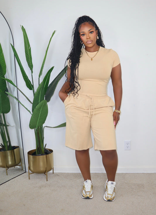 On my time jorts set - Khaki