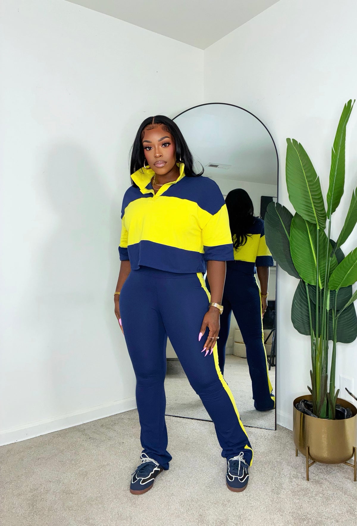 Miss Prissy Set - Navy Blue/Yellow