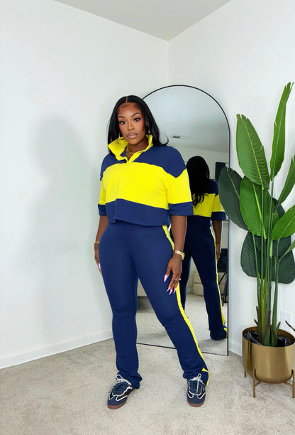 Miss Prissy Set - Navy Blue/Yellow