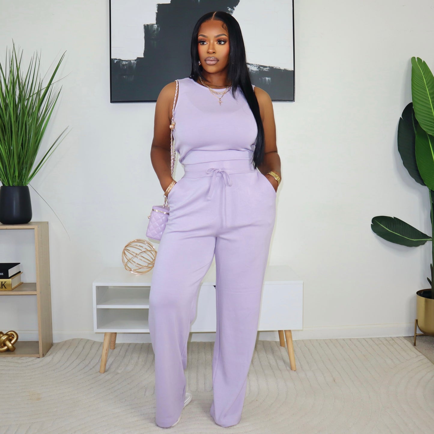 Grab & Go Jumpsuit - Lilac Gray
