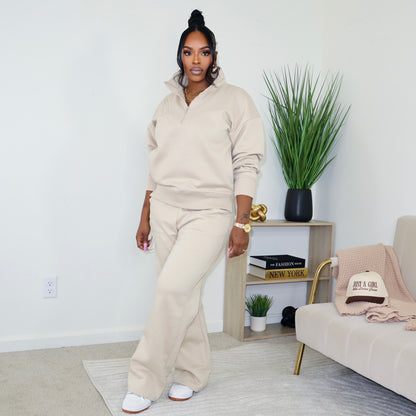 Essentials 1/2 Zip Co-ord - Tan