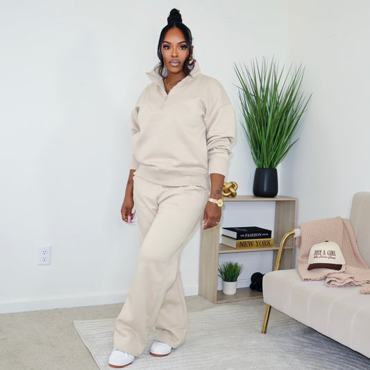 Essentials 1/2 Zip Co-ord - Tan