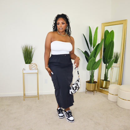 MY MOMENT CARGO SKIRT - BLACK